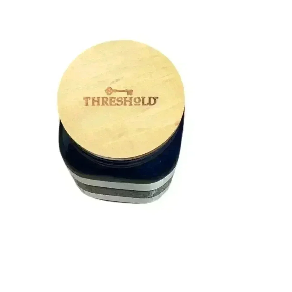 Threshold Glass Container Handmade Blue and White With Lid